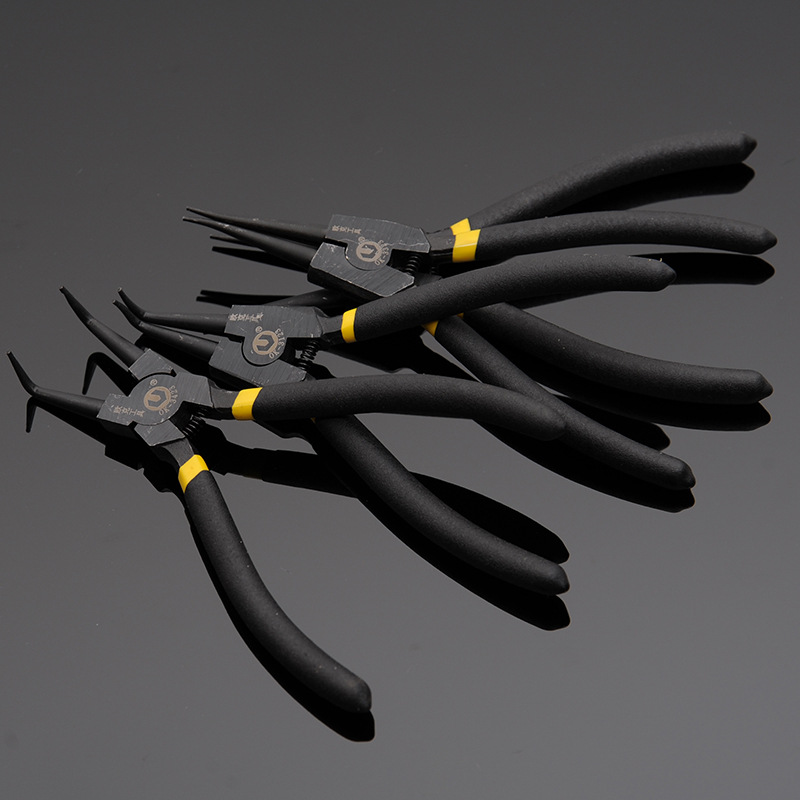 欧克批发卡簧钳挡圈钳外卡内卡弯头轴用弹簧安装拆卸夹持手动钳子