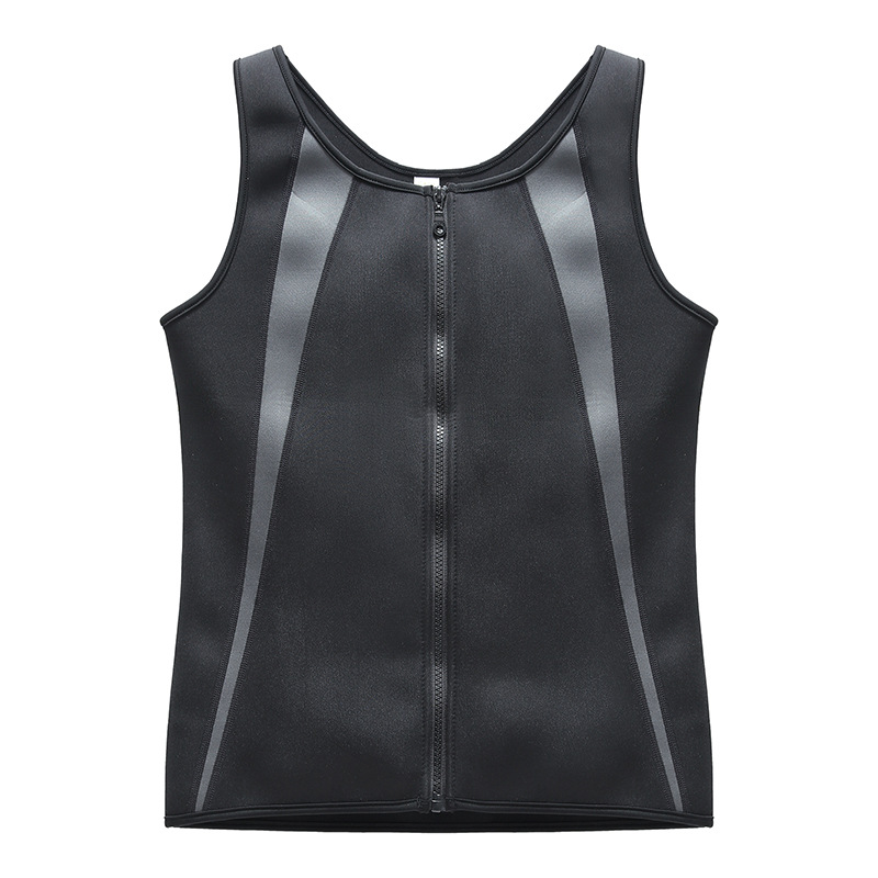 European and American Large Size Belly and Waist Shaping Men's Zipper Vest Corset Burst into Sweat Workout Clothes Neoprene Corset