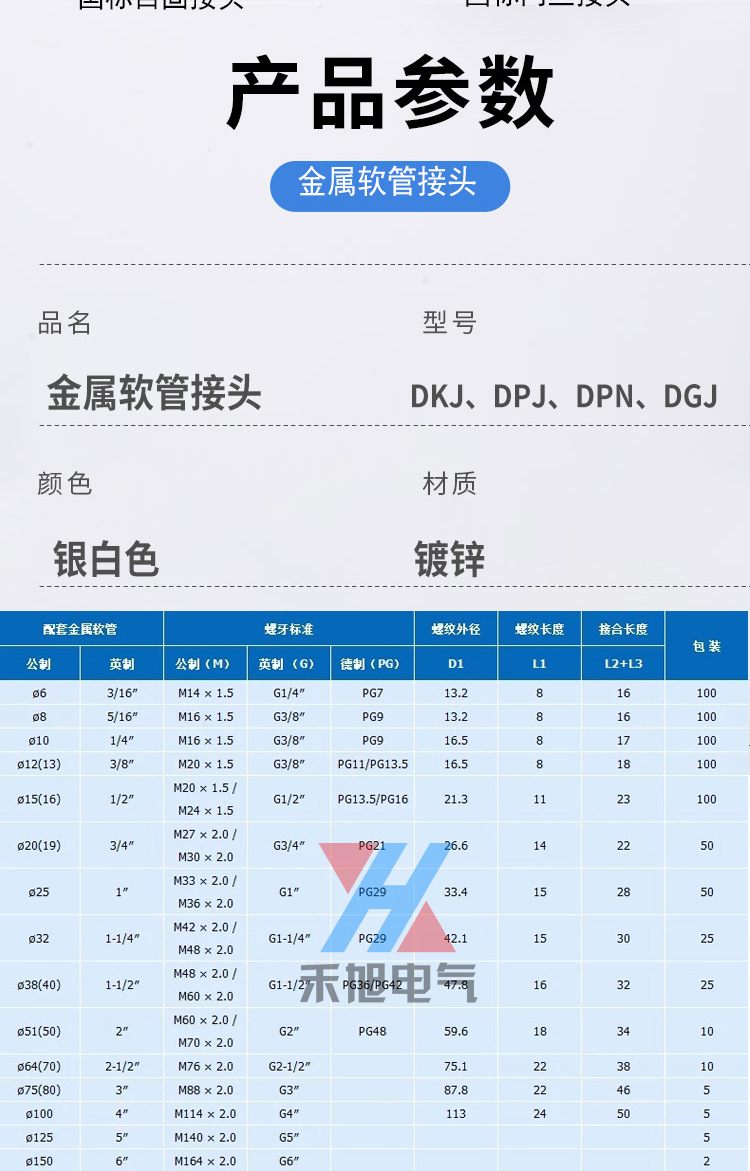 金属软管接头厂家dpj外丝顶丝三柱管接头卡套包塑金属软管接头