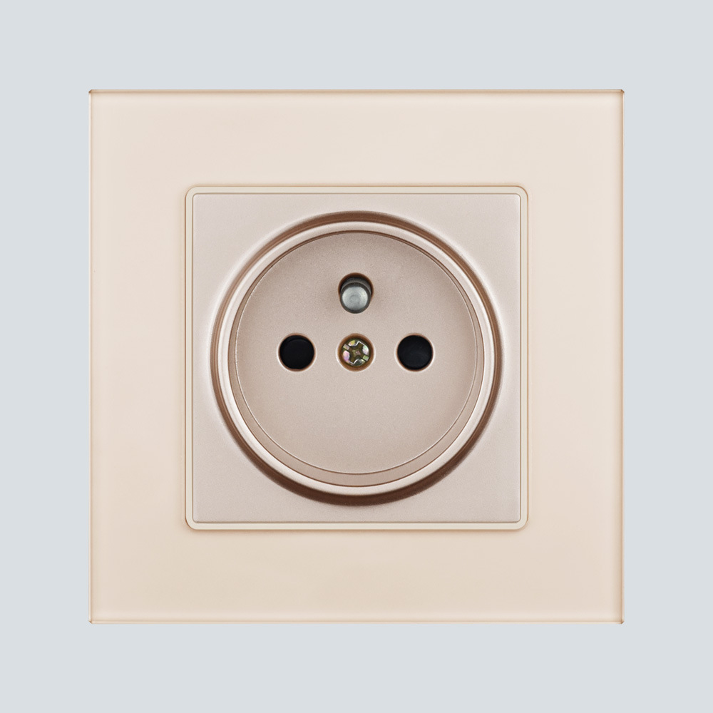 欧标法式法标插座法规16a 2p e带接地线插座蒙砂玻璃面板86型暗装-阿