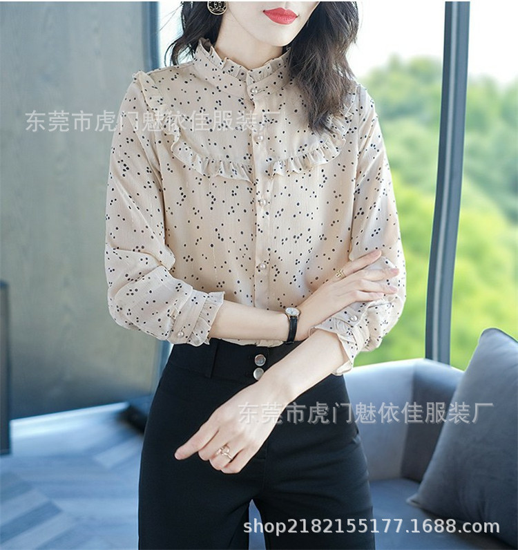 春秋新款上衣女士衬衫韩版女装长袖雪纺衫外贸尾货杂款服装清仓