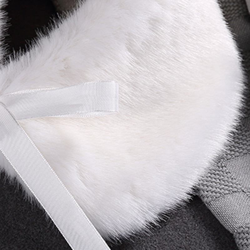 儿童毛领秋冬披风保暖绒毛白色厚围巾搭配礼服公主裙一件代发