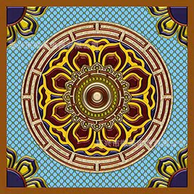 寺庙佛堂扣板吊顶仿古天花板藏式装修材料中式彩绘浮雕龙装饰板材