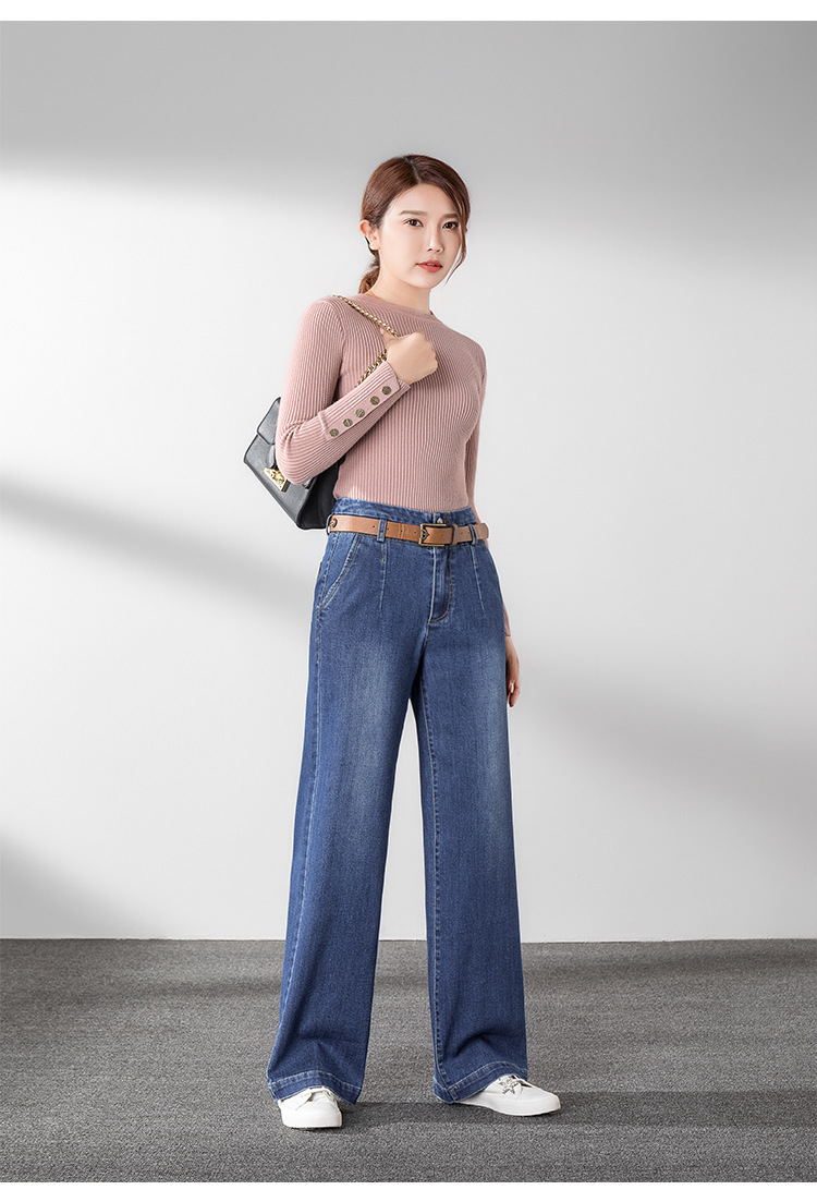 2019秋冬高腰牛仔裤女显瘦韩版宽松休闲百搭批发直筒阔腿裤