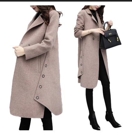 龙凤呢2019新款秋冬女装韩版宽松大码中长款毛呢外套女呢子大衣潮