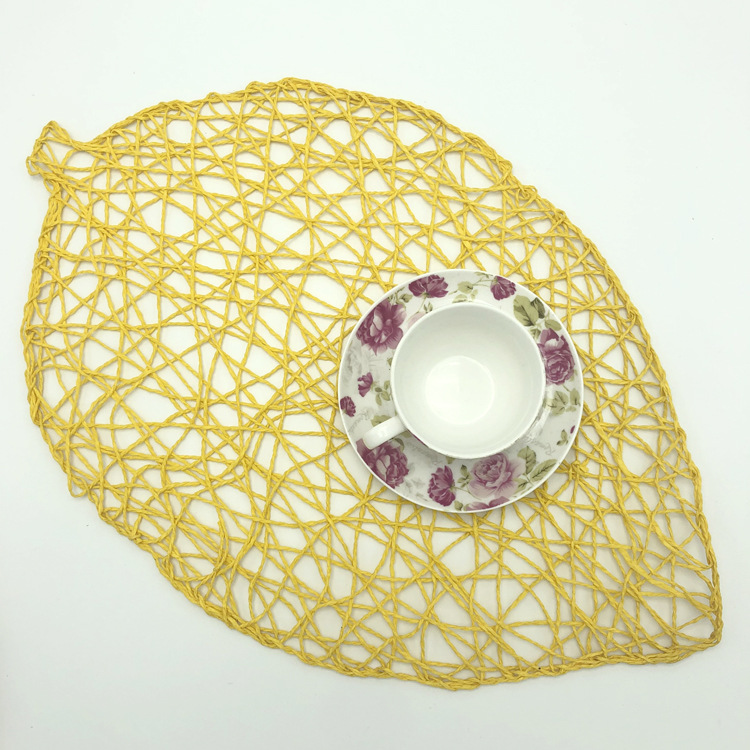 现代简约纸绳乱编树叶形餐桌垫杯垫隔热垫幼儿园教具装饰用品