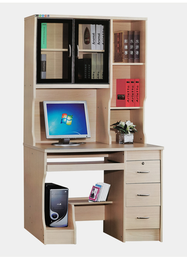 学生电脑桌 家用台式学生书桌 卧室书架一体写字桌现代办公桌