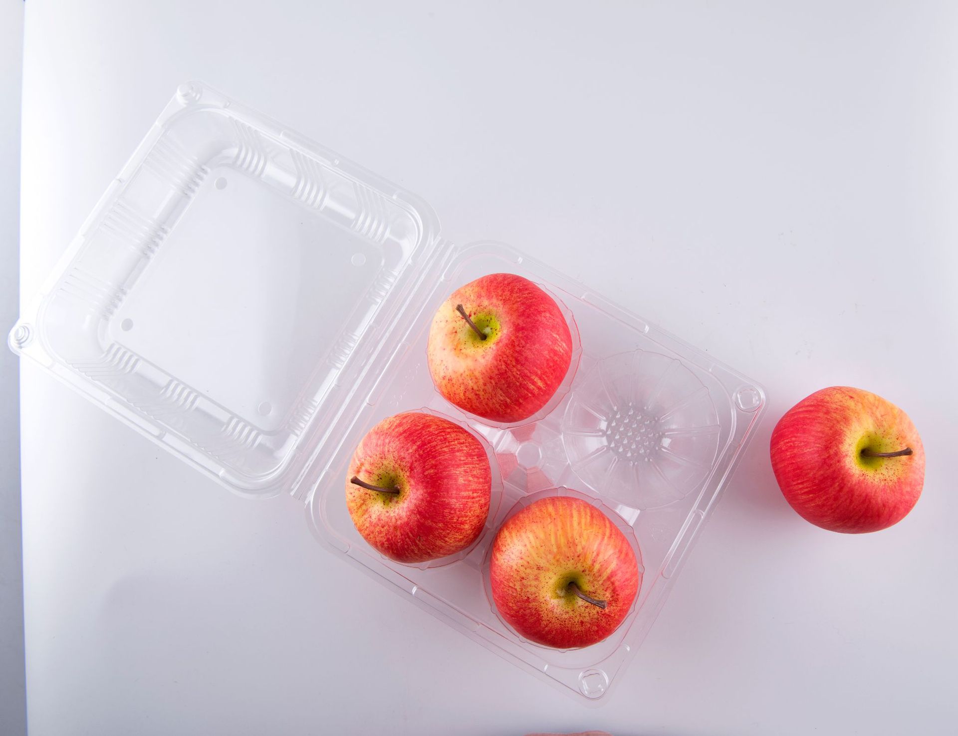 蔬果乐四个装大号苹果盒一次性水果盒 透明塑料盒包装盒子加厚pet