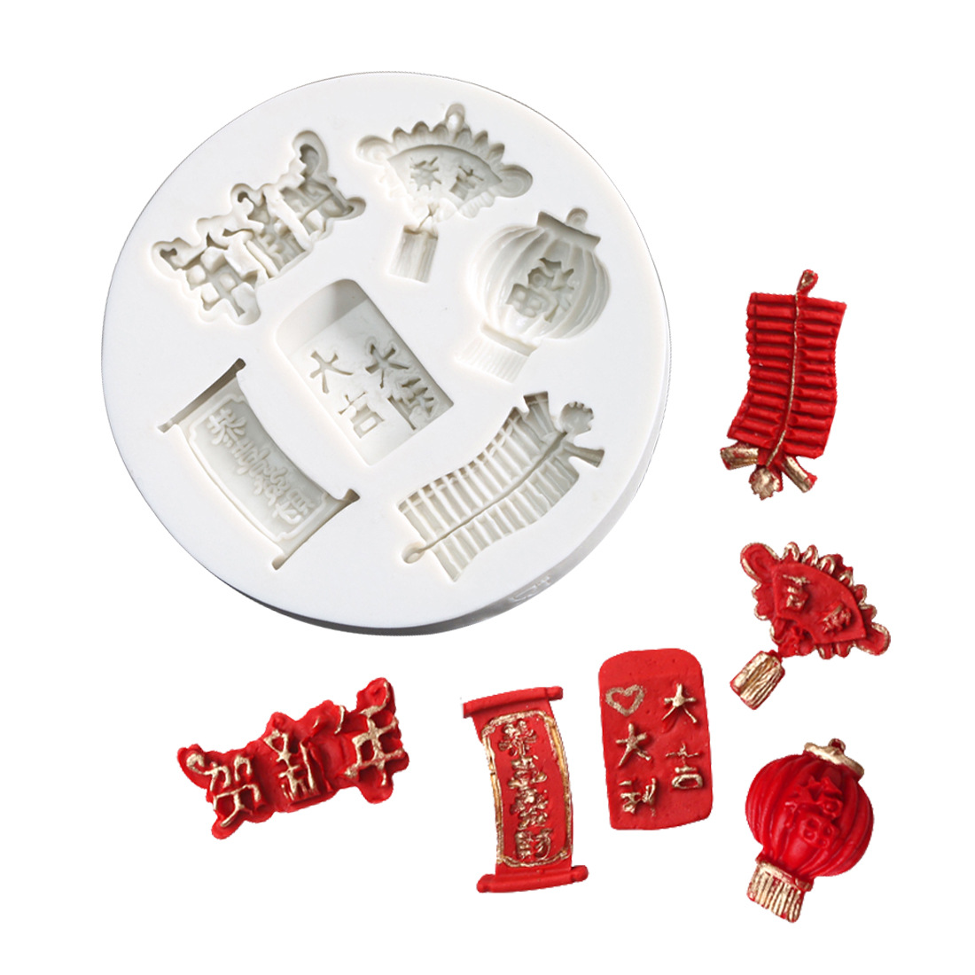 中国风春节红包春联巧克力模翻糖蛋糕硅胶模具家庭烘焙工具