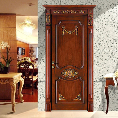 木门工厂定制豪华雕花别墅木门欧式高档原木实木门 室内门整套门