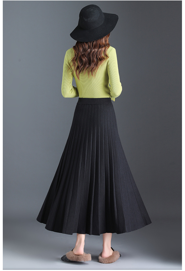 现货风格款2019秋季ol气质女装纯色长裙百褶裙半身裙代理加盟