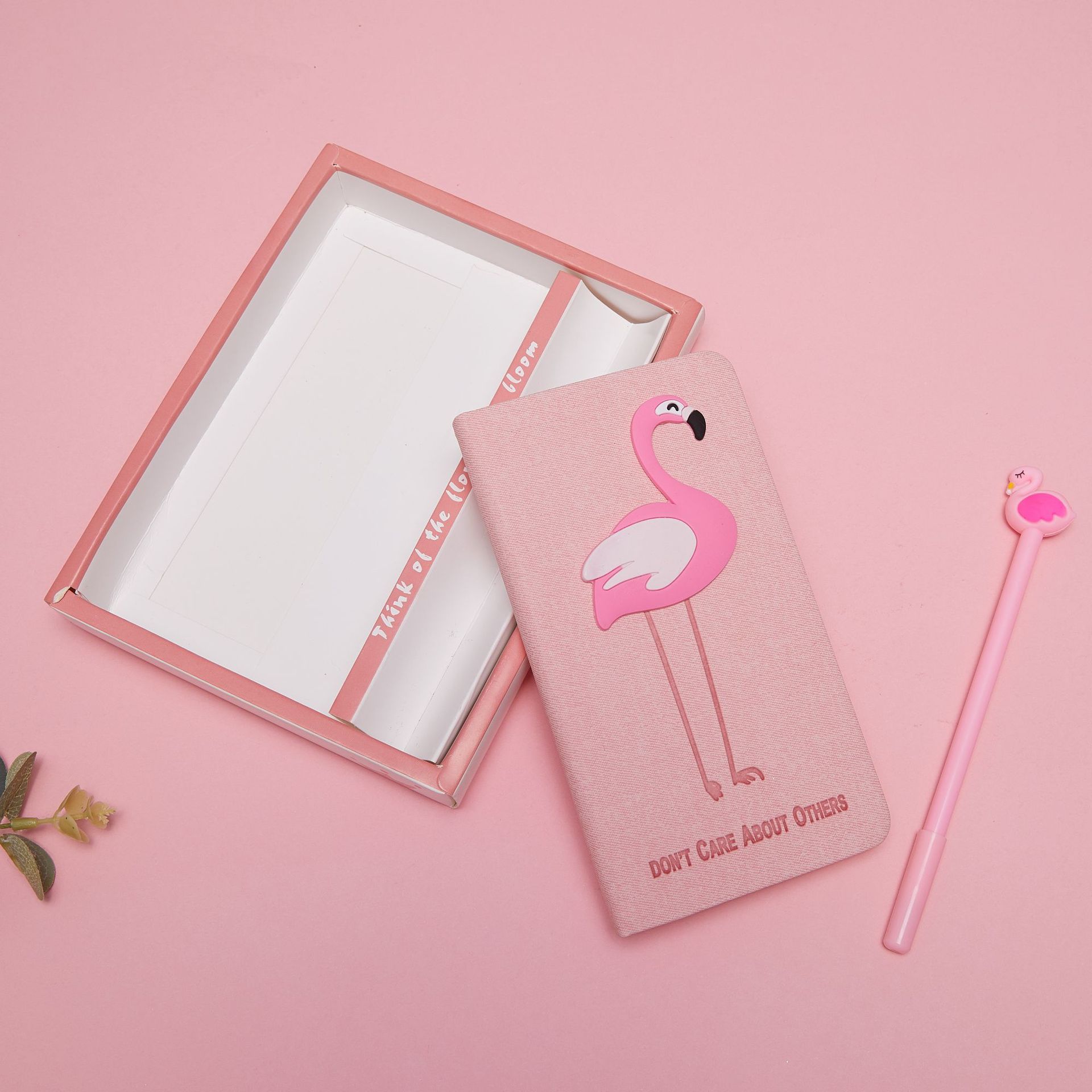 ins粉色少女心火烈鸟笔情侣可爱 创意卡通记事本文具本子礼盒套装