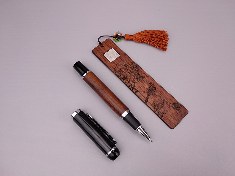 红木书签笔两件套装 商务办公礼品实木签字笔套装定制 厂家批发
