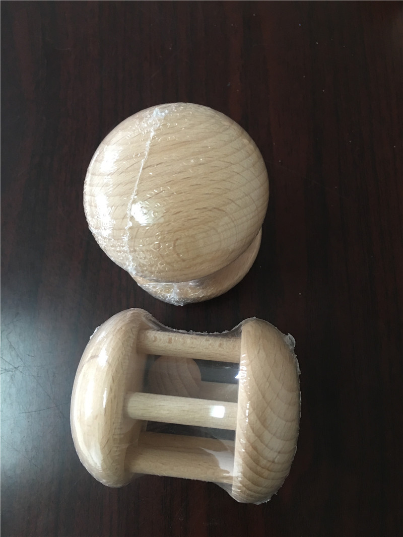 出口日本实木榉木无漆环保摇木质摇铃新生宝宝小玩具摇铃