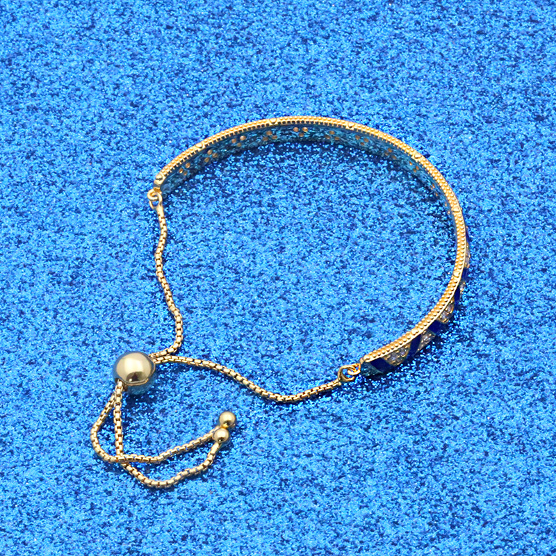 银屋 夏季新品s925银手镯 shine异域宝石与条纹滑动手链绳