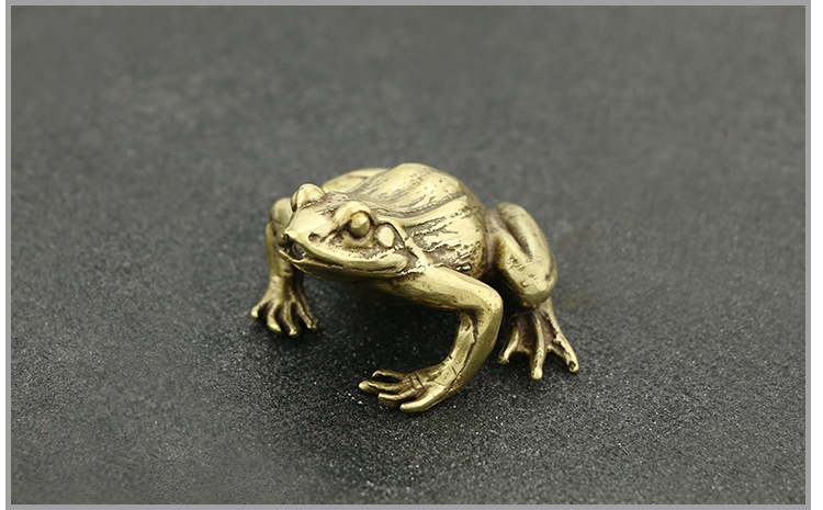 仿古做旧铜青蛙小摆件创意手工实心黄铜顶呱呱手把件茶宠镇纸摆件
