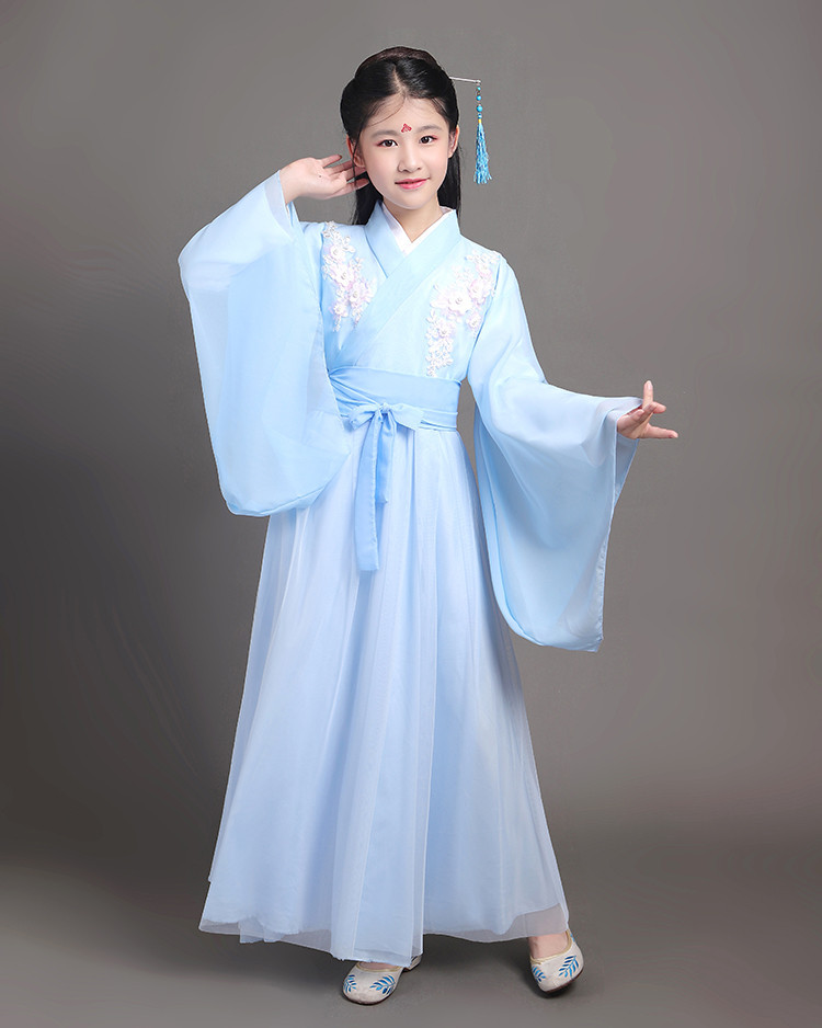 汉服儿童小孩古装仙女广袖流仙裙中国风古代公主轻纱古装古筝礼服