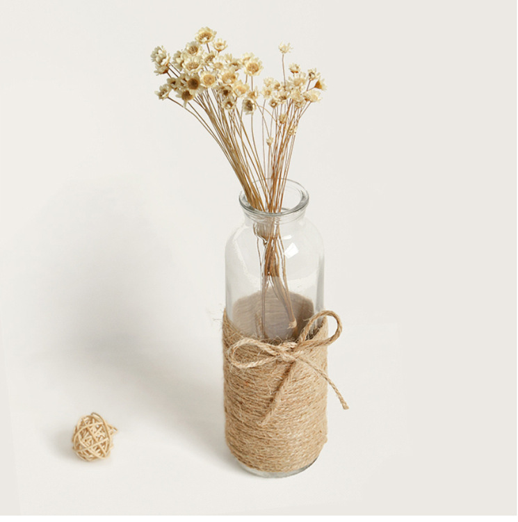 批发创意diy手工麻绳玻璃许愿瓶透明插花玻璃瓶家居摆件水培花瓶