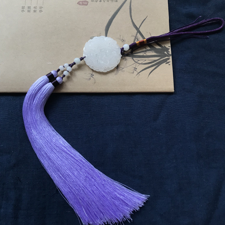 古装汉服配饰阿富汗白玉龙凤玉佩复古风腰佩禁步车挂流苏汽车挂饰