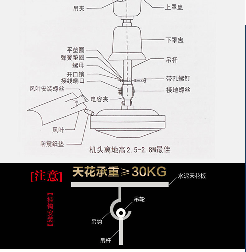 吊扇的安装方法图解图片