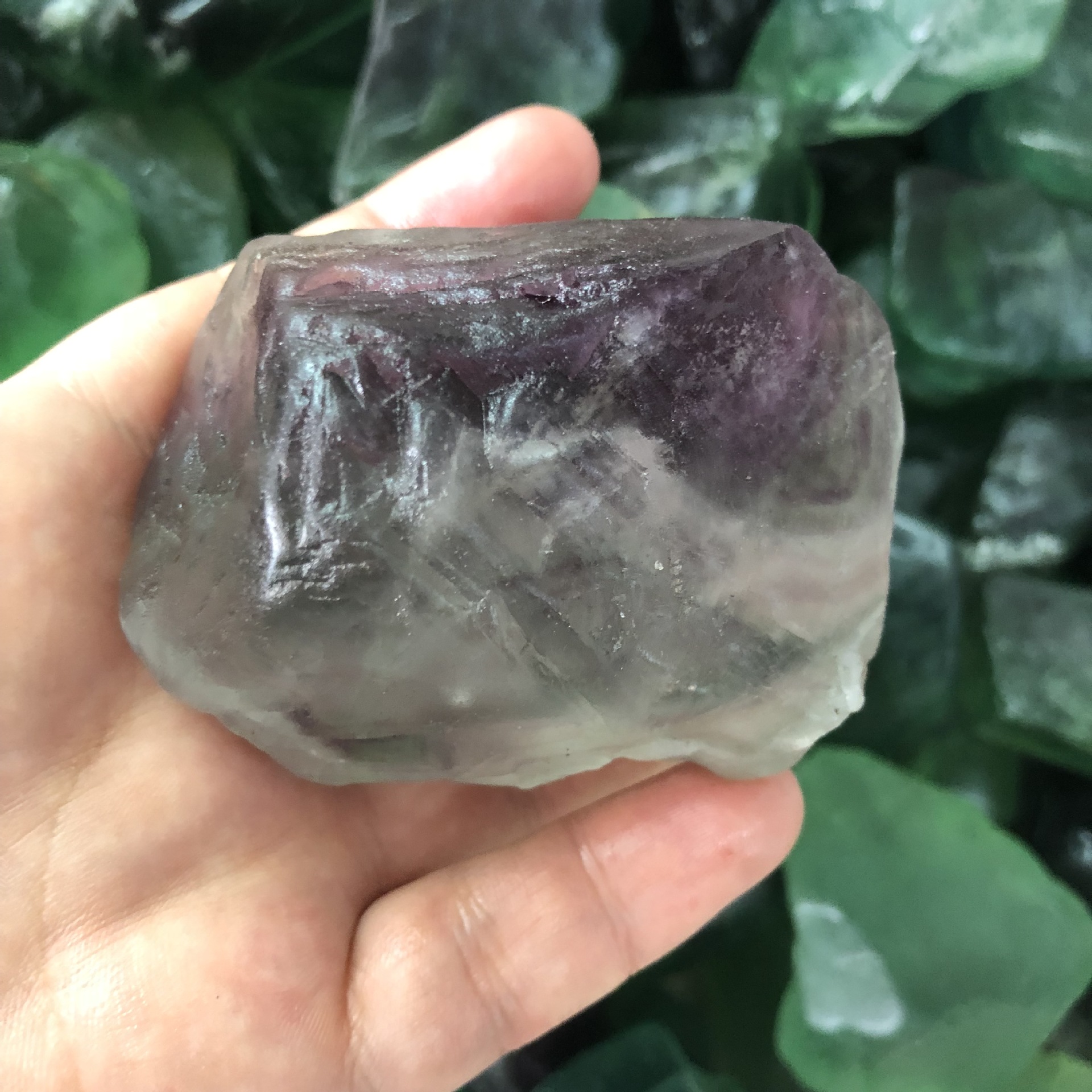 天然绿萤石 萤石矿物晶体 奇石头原石 收藏品 观赏石