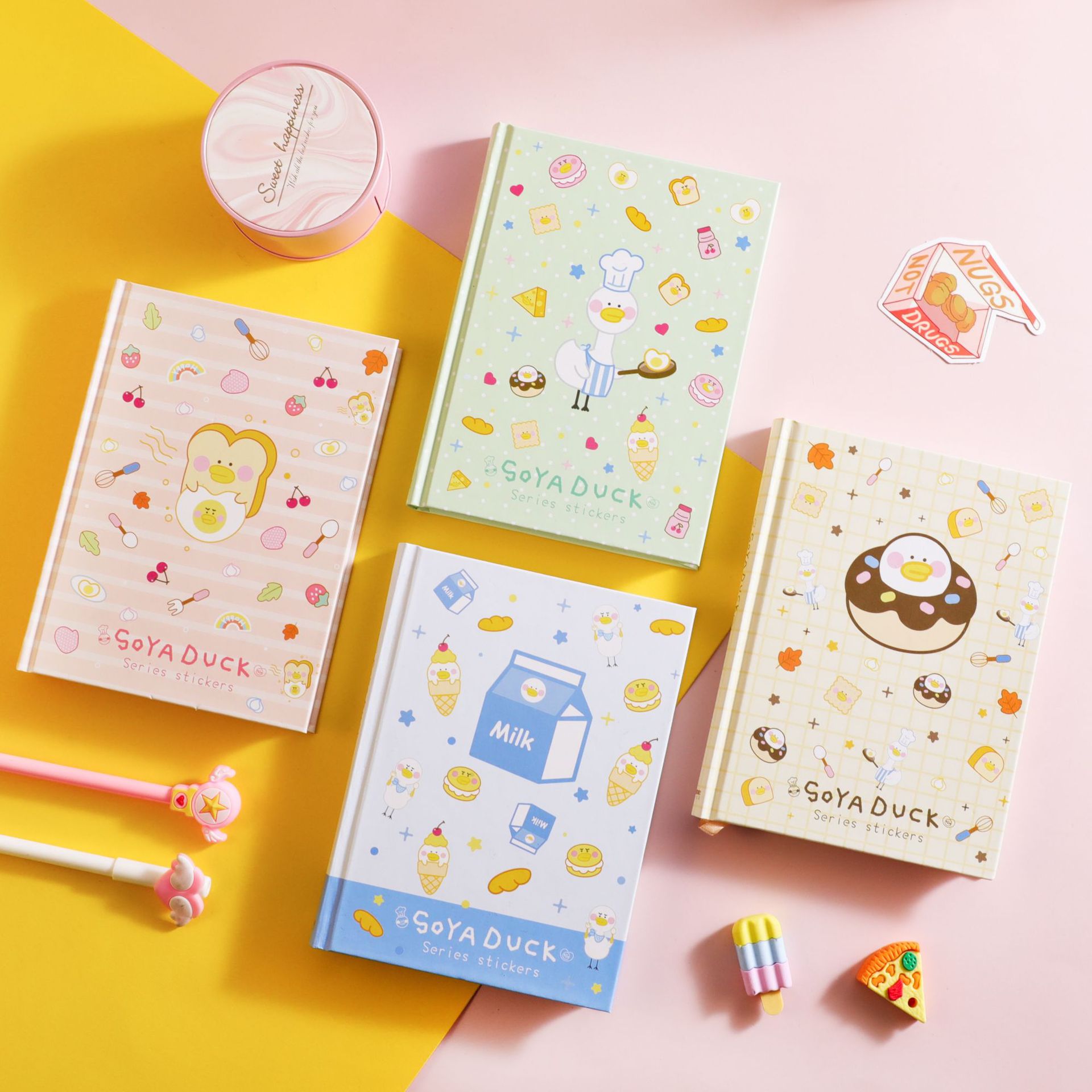 伊莎儿36k128张精装本逗酱萌鸭小清新记事本少女心内页手账笔记本