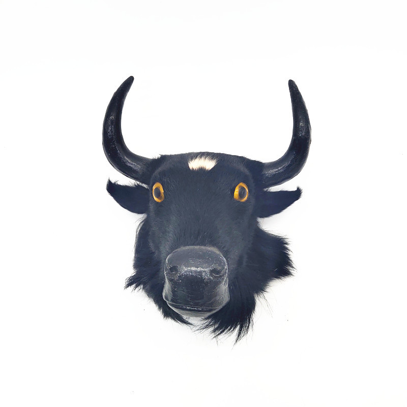 皮毛仿真动物系列仿真牛头黑牛头牦牛头挂件风水产品影视道具