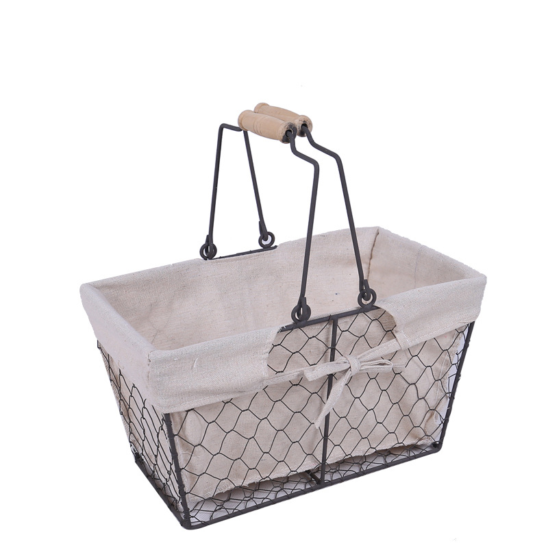 2019铁丝篮定制加工 厂家直销铁艺篮铁丝收纳面包筐铁质收纳盒