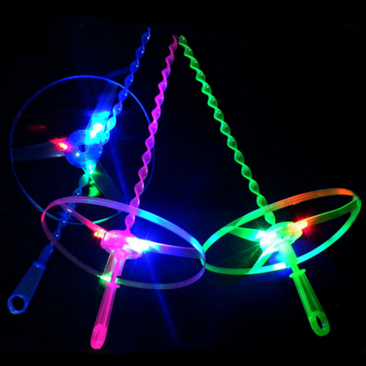 Luminous Hand Push Flying Saucer Luminous Frisbee Flash Sky Dancers Bamboo Dragonfly Children's Classic Toy Factory Wholesale