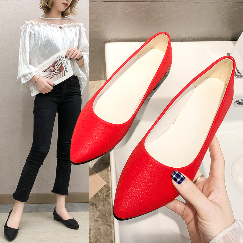 Women's High Heels 2019 Spring New Comfort Shoes for Work Chunky Heel Pointed Toe Simple Women's Fashion Shoes Factory Wholesale