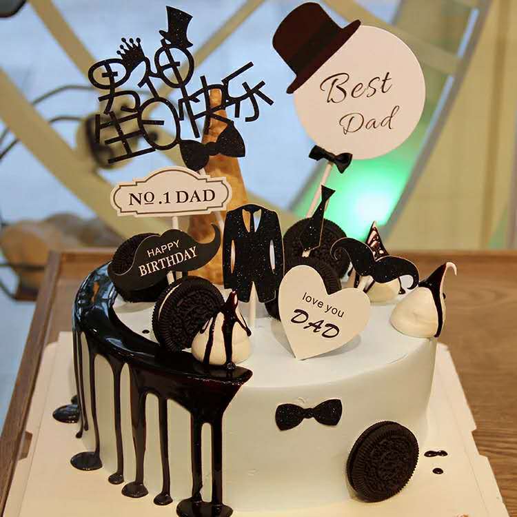 烘焙蛋糕装饰 帅气胡子小男人插牌插件 生日派对甜品桌装扮用品