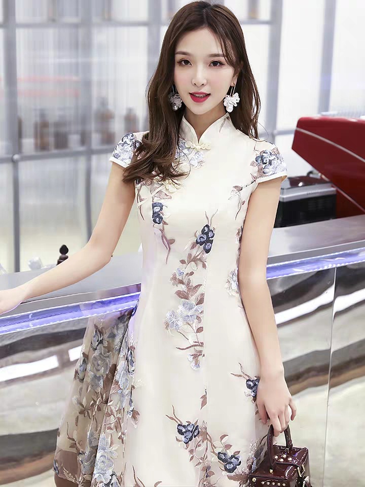 改良版旗袍式连衣裙2019新款女夏优雅改时尚新式中国风少女年轻款