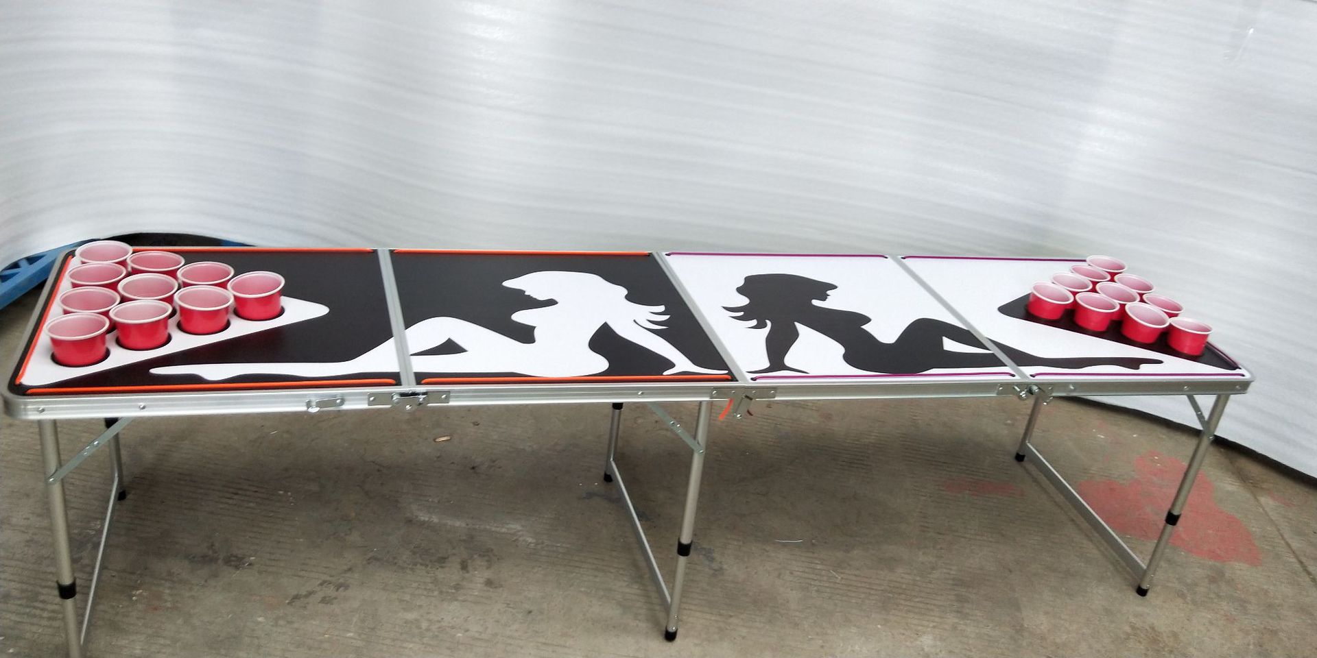 led灯带 出口定制logobeer pong 游戏桌带杯孔