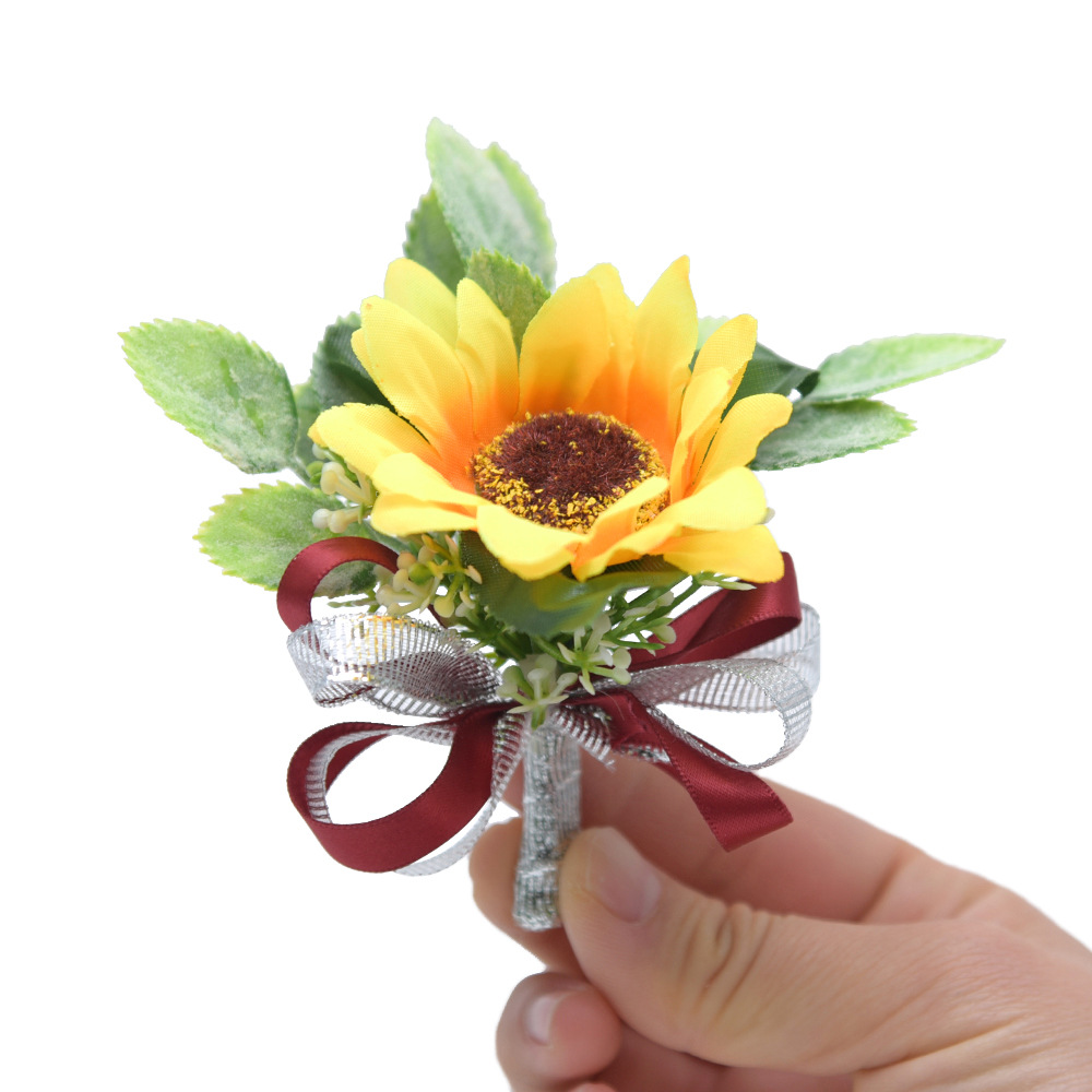 d810太阳花胸花男女士结婚 婚礼新娘新郎胸花圣诞礼物 礼物