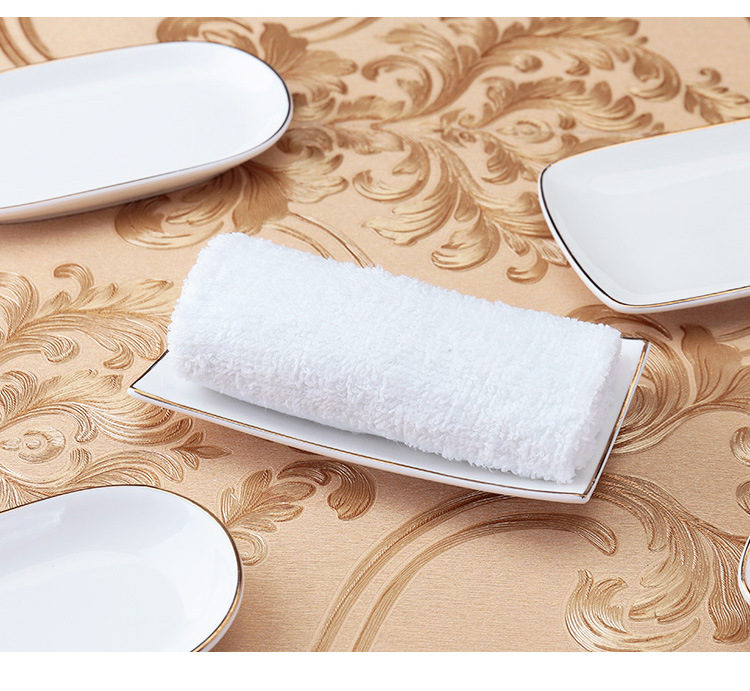厂家直销 陶瓷高档金边毛巾碟 家用酒店摆台碟子椭圆长方形毛巾托