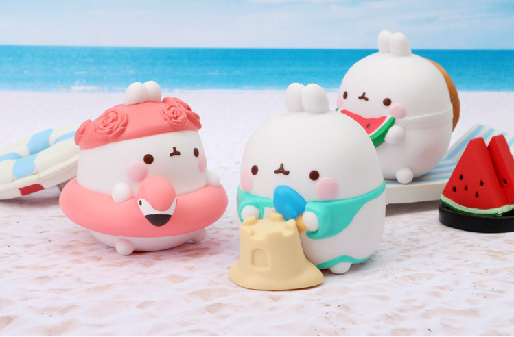 潮玩 韩国正品 molang兔 盲盒 夏日海边扮装 土豆兔 公仔手办摆件