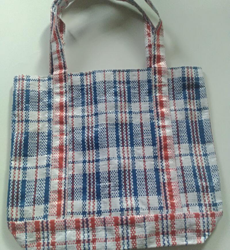 定制时尚热销大容量编制条纹蛇皮袋 手提袋  户外购物袋厂家直销