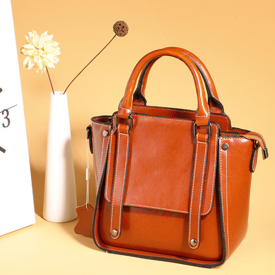 女士包包女2019新款大容量纯皮包 欧美时尚原创简约真皮女包 批发