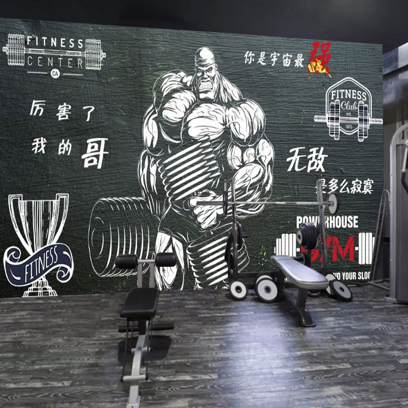 大型壁画健身房壁纸3d拳击背景墙瑜伽馆俱乐部跆拳道个性运动壁纸