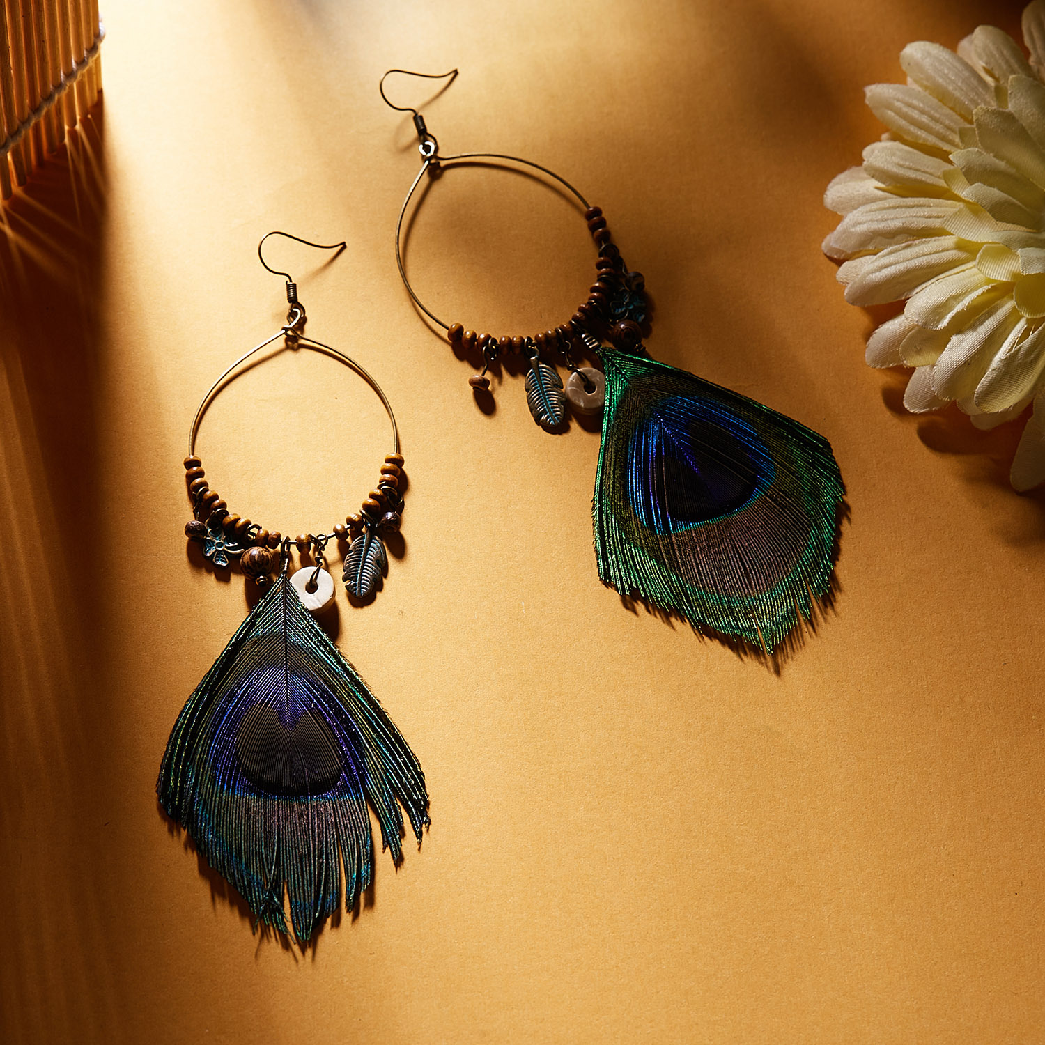 跨境热销耳饰 欧美热销捕梦网羽毛耳环波西米亚流苏长款耳坠批发