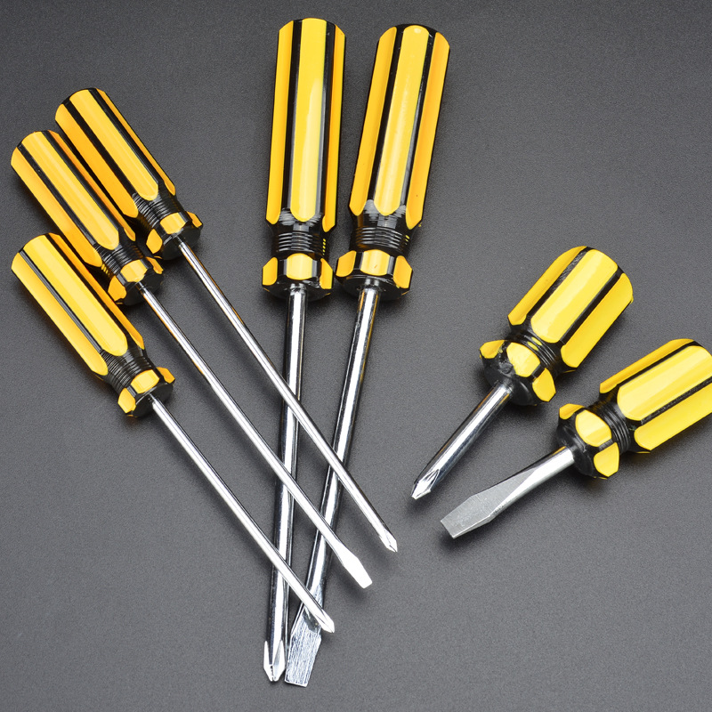 厂家直销螺丝刀 彩条水晶透明柄十字一字家用工具萝卜头改锥起子