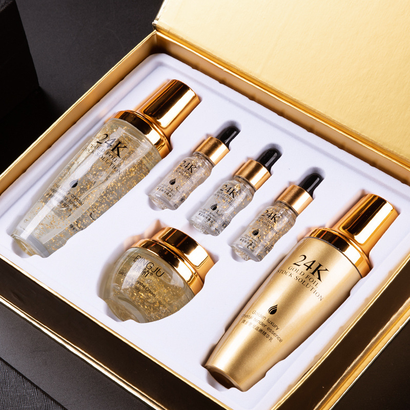 网红冰菊24k黄金精华套装保湿贵妇爆款六件套护肤品套装一件代发