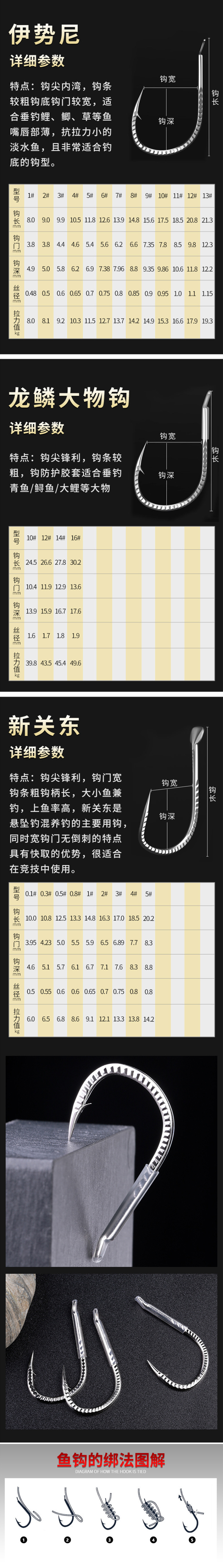 钛合金钓鱼钩散装伊势尼新关东无倒刺鱼钩袖钩正品大物新型