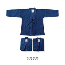 黄氏织造 蓝染道袍 手工植物蓝染indigo日式复古道袍重磅夹克外套