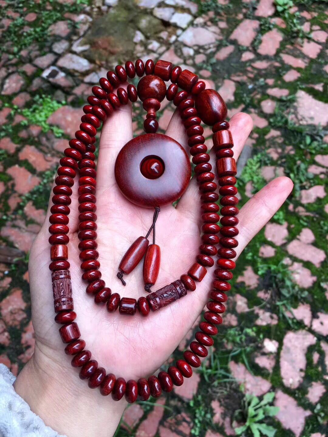 批发 大叶紫檀手串 木质佛珠 金星紫檀男女手链念珠 毛衣链热卖款