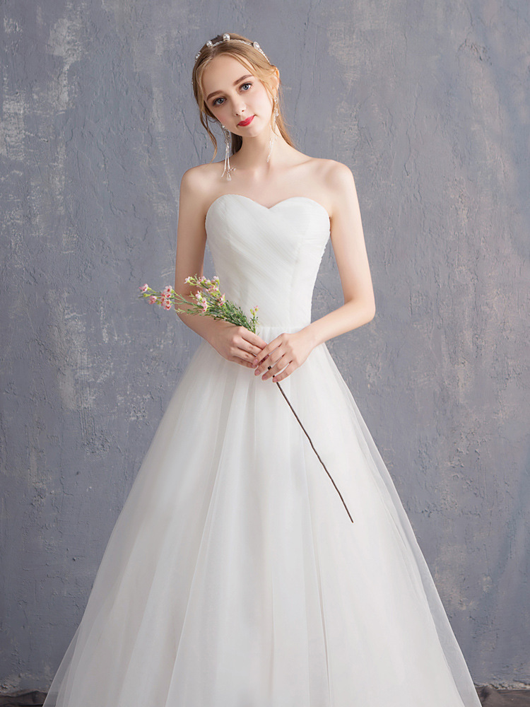 主婚纱礼服2020新款法式新娘女结婚抹胸森系简约抖音同款长拖尾轻