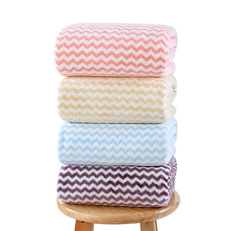 Bath Towel Set Warp Knitted Coral Velvet Water Ripple Bath Towel Set Super Soft Absorbent Thickening Large Bath Towel Wholesale Delivery