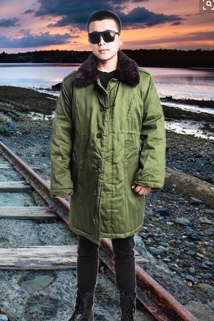 配发87士兵棉大衣中长军大衣带护膝陆空草绿防寒棉服骑车防寒服