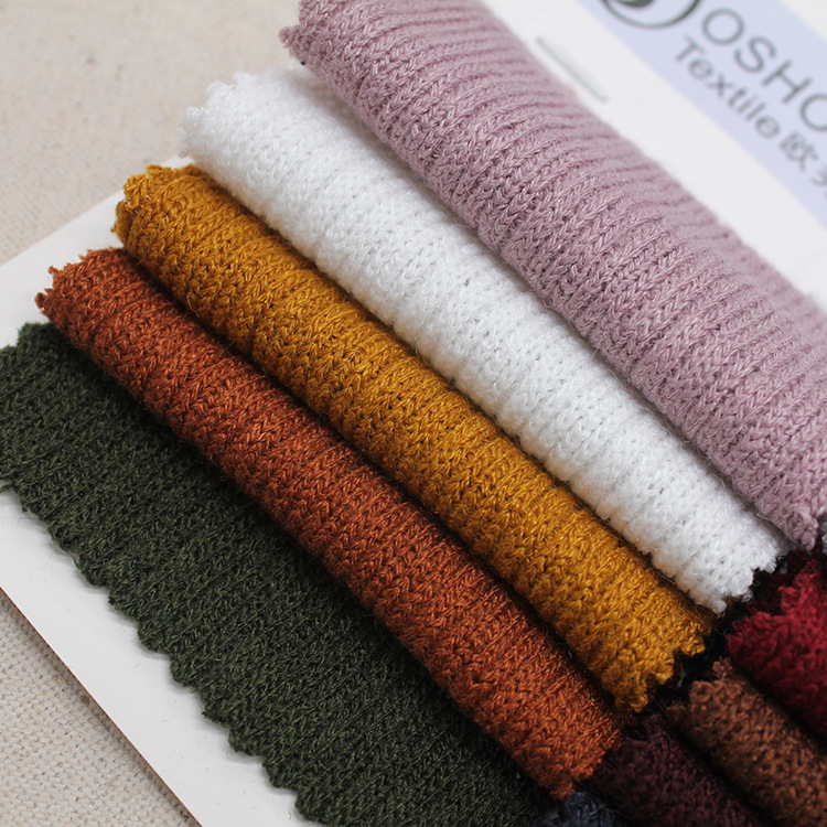 325克洛美羊毛 粗针双面罗纹绒布 设计师针织面料t恤打底开衫布料