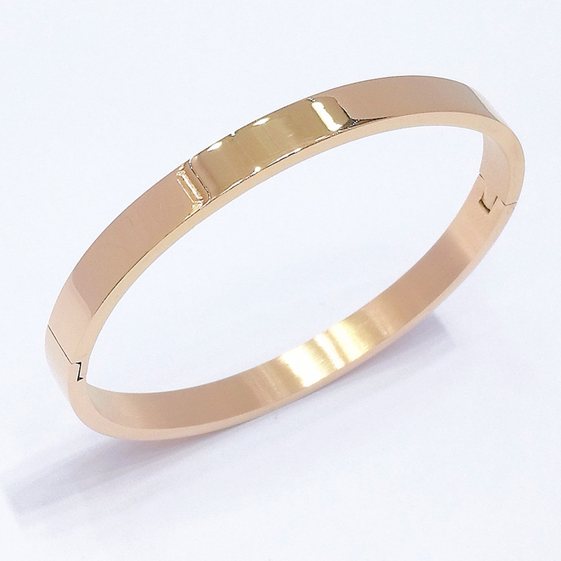 欧美简约风格光面平板手镯 钛钢手环 不褪色外贸出口